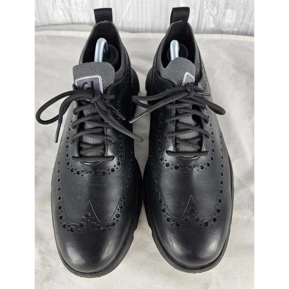 Cole Haan 4.ZERØGRAND Men's 9.5 Wingtip Oxford Black Leather Loafer Shoes C33452